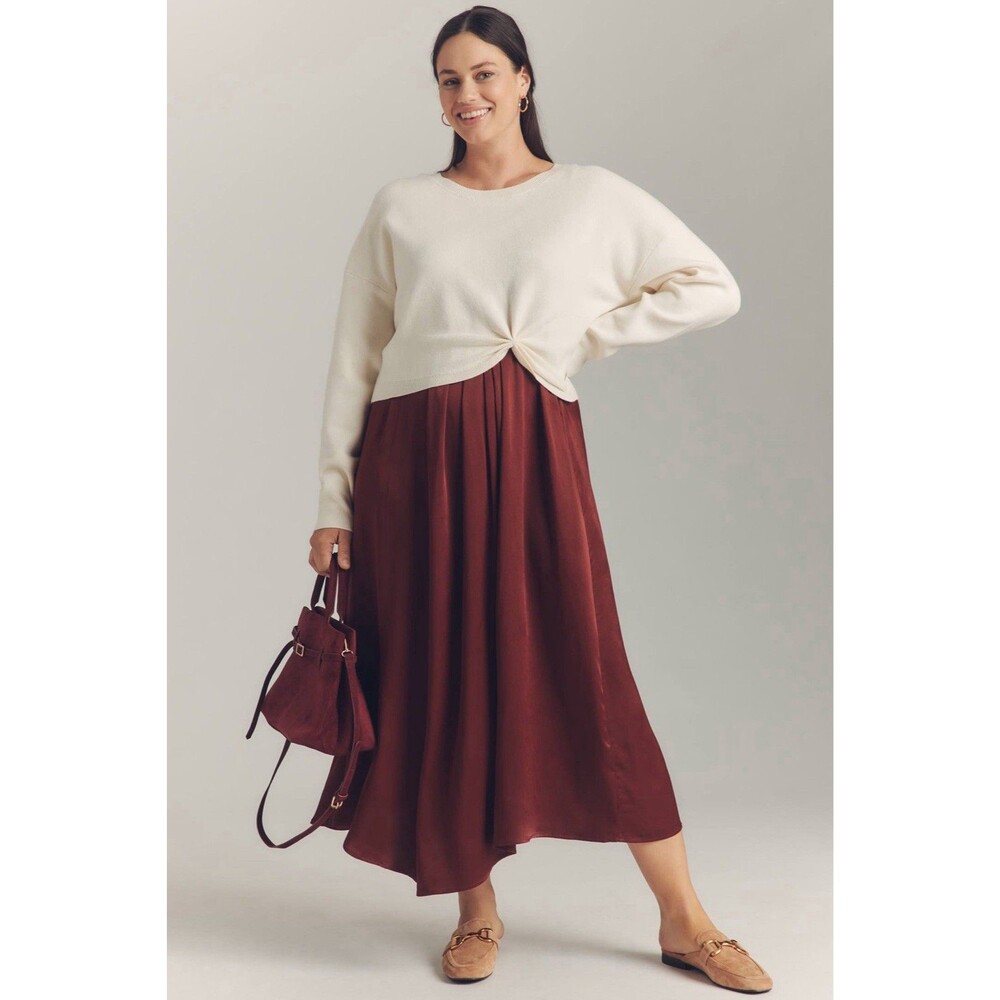 Anthropologie The Gemini Twofer White Twist Sweater Cropped Set Dress Sz S